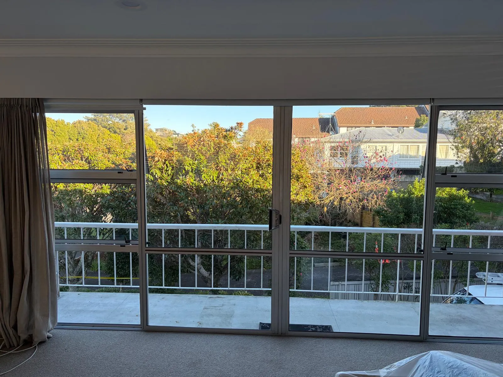 Before replacement: older sliding door arrangement